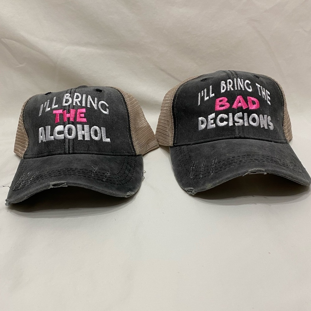 Distressed trucker hats. 2-piece set